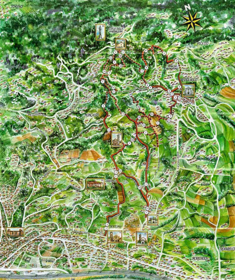 cartina sentieri di Testona